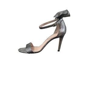 Kate Spade New York Iris Ankle Strap Dress Sandals Suede Pewter Metallic Sz 8.5M